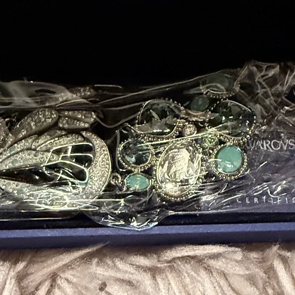 Swarovski Nova Red, Green, Silver Crystal Bracelet -Set